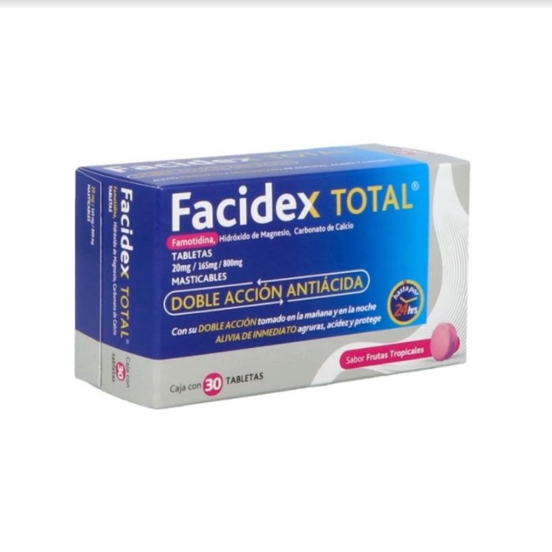 Facidex Total Alivio Inmediato Y Prolongado De Agruras, Acidez Y Gastritis 