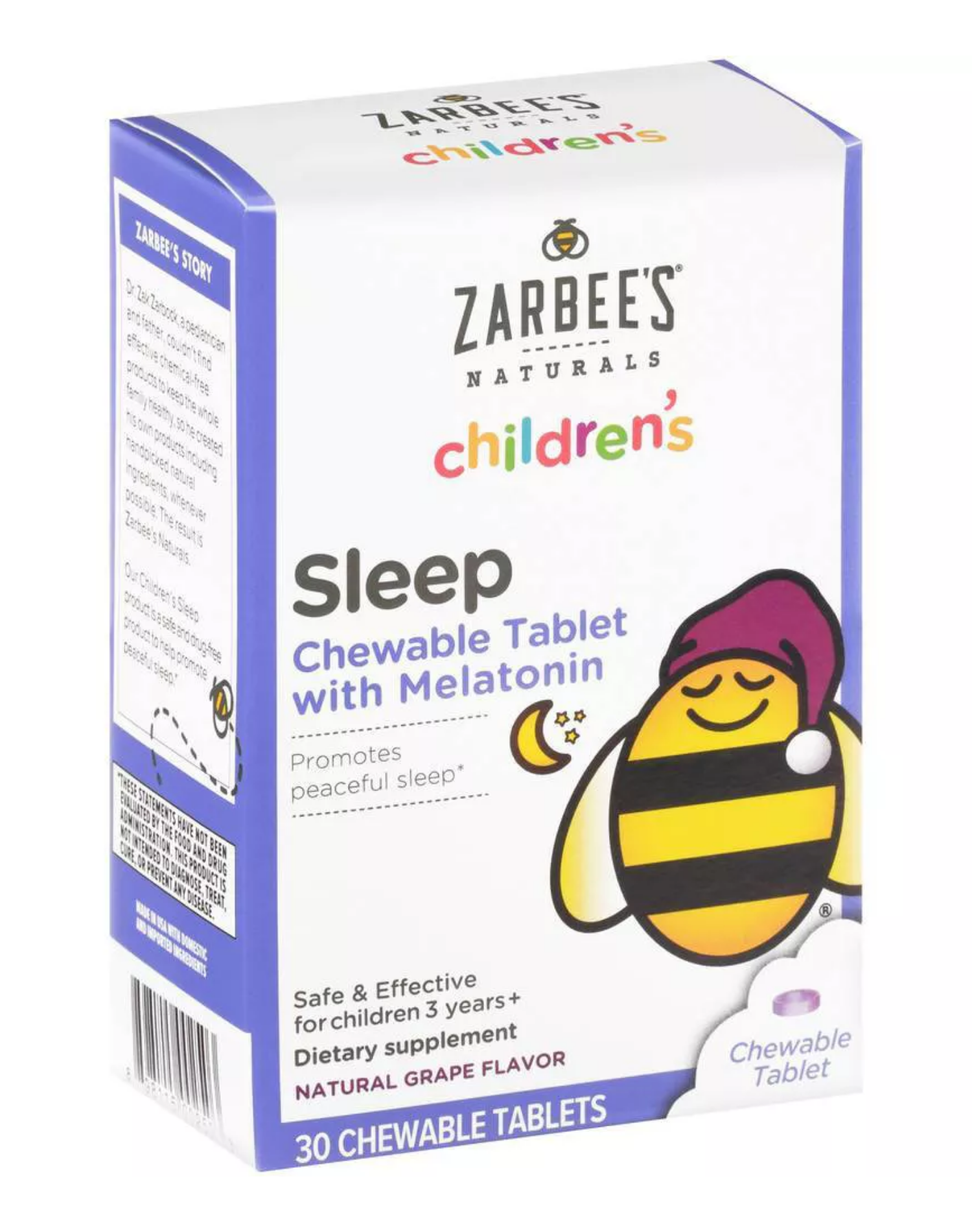 Zarbees Childrens Sleep Melatonin 30ct Grape Melatonina para Niños con 30 comprimidos Sabor Uva