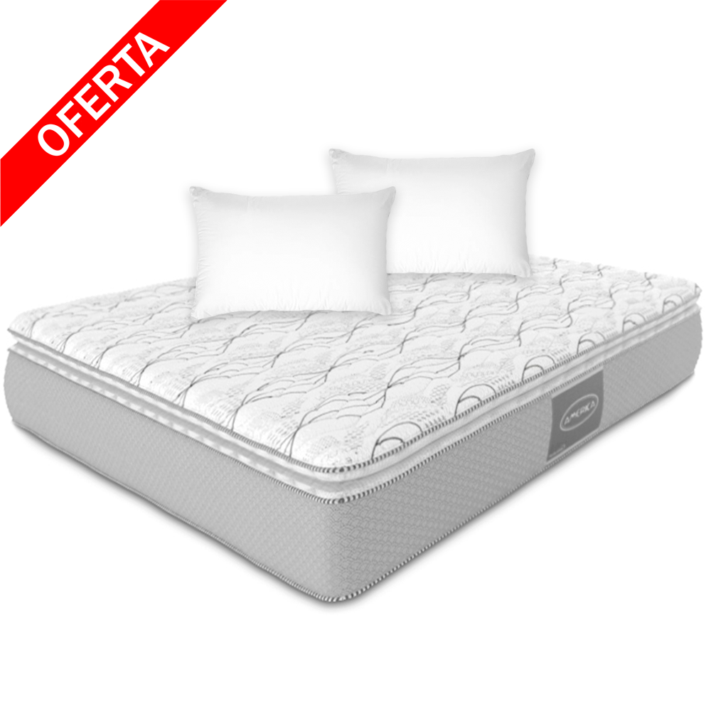 Colchón King Size Fresh América Con Colchoneta PILLOW TOP + 2 ALMOHADAS DE REGALO
