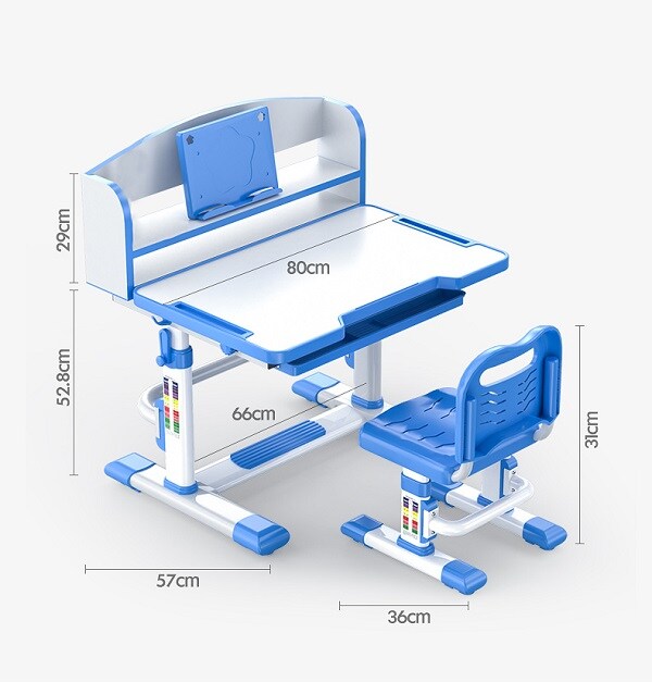 Escritorio Infantil ERGONÓMICO con LIBRERO (Azul)