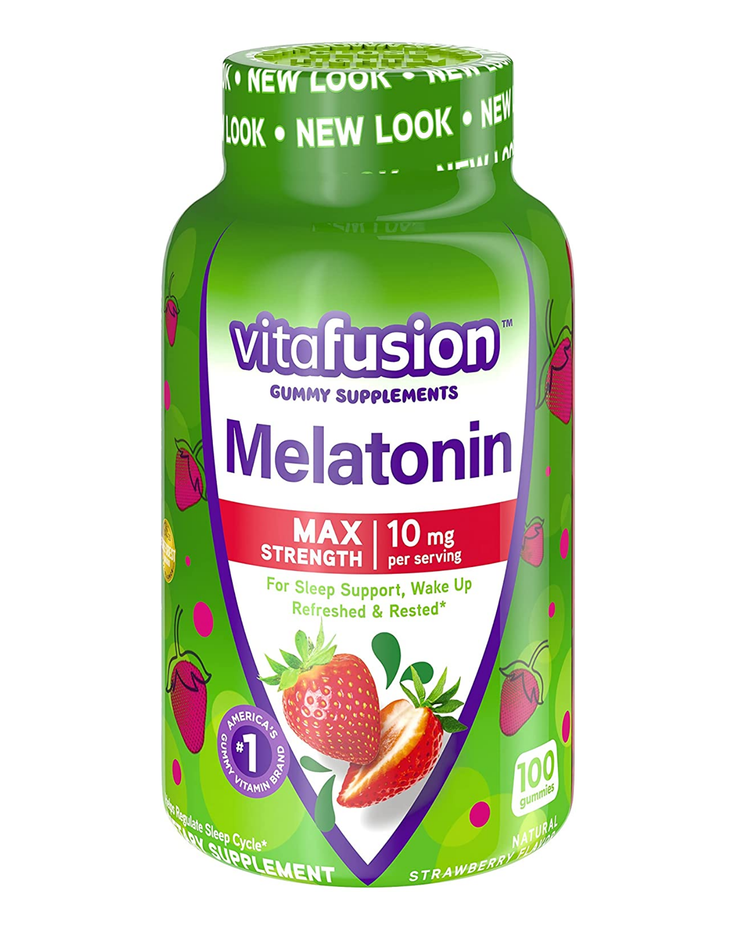 Vitafusion Melatonin Max 10mg 100 ct Strawberry Melatonina Gomitas de para Dormir de 10mg con 100 pzas sueño descanso