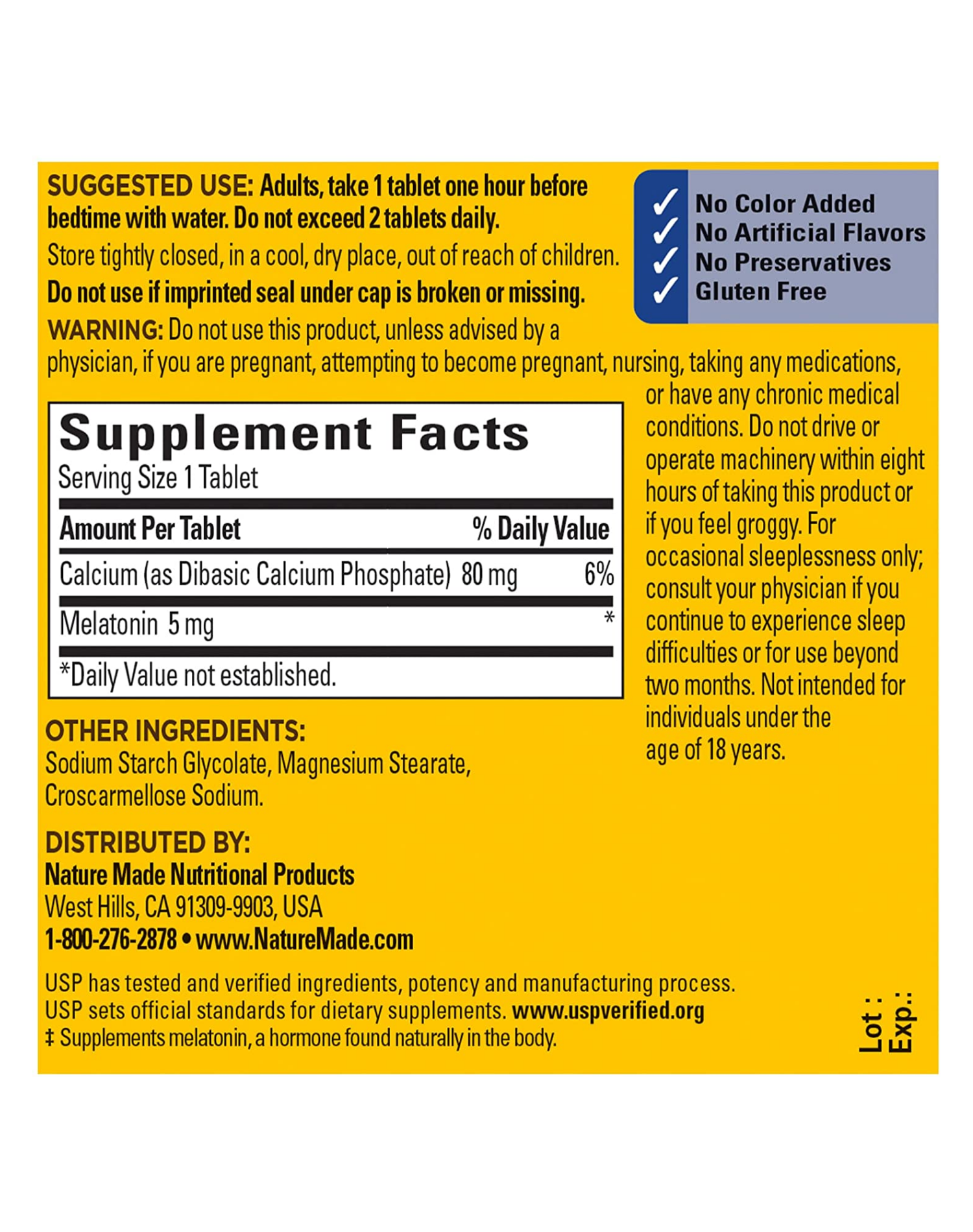 Nature Made Melatonin 5mg 90ct Melatonina 5mg con 90m piezas Dormir Descanso Sueño Salud