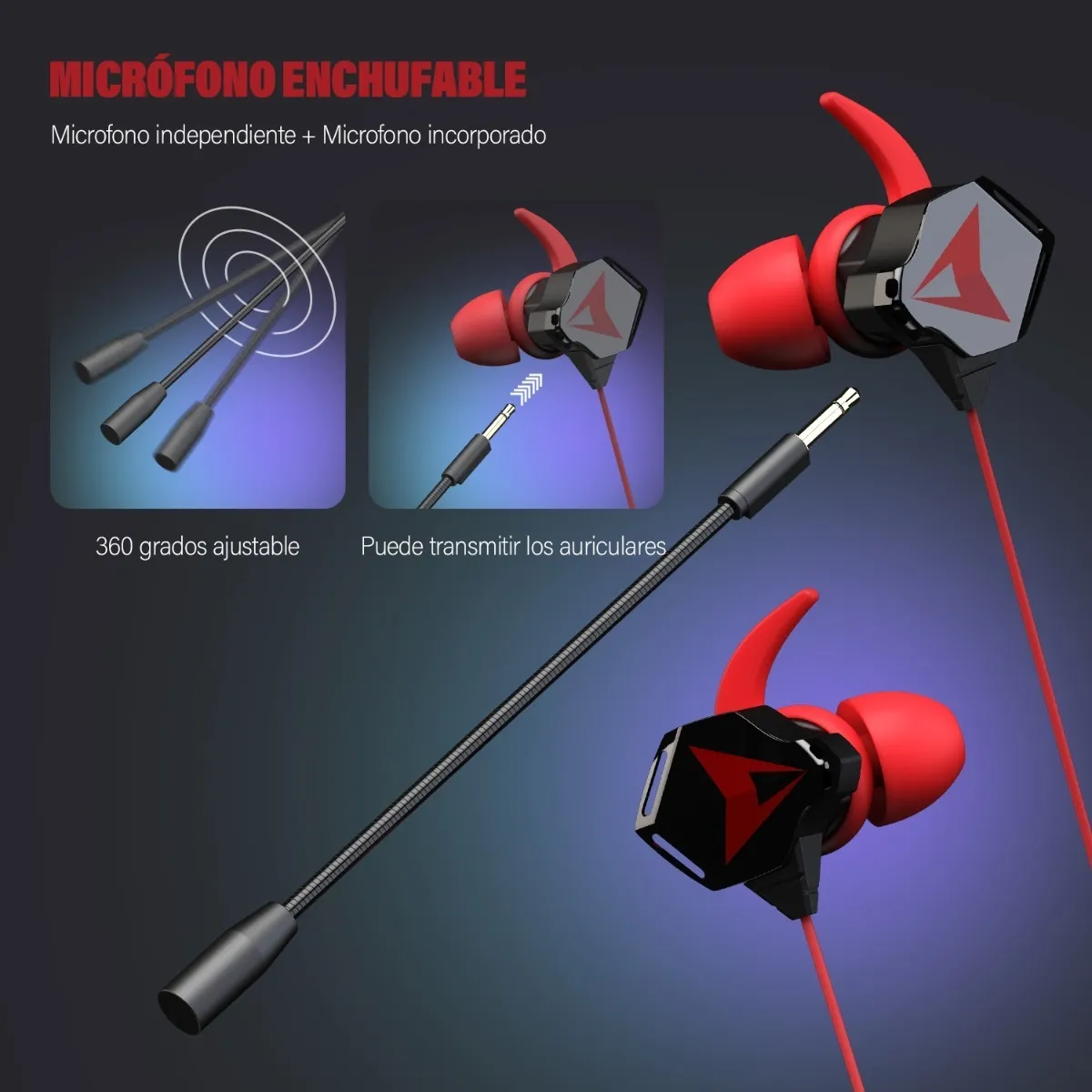 Audifonos Micrófono Gamer Micrófono Inalámbrico Con 2 Micro