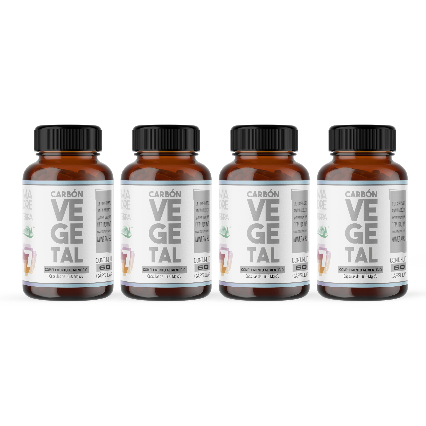 Carbón Vegetal 100% puro 4 Pzas