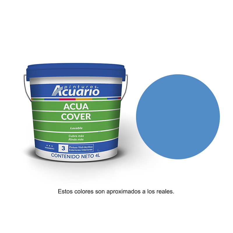 Pintura Acuario Acua Cover Galón 4L Color Azul Medio VA91640