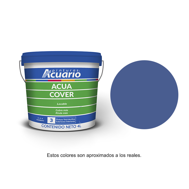 Pintura Acuario Acua Cover Galón 4L Color Azul Intenso VA91540