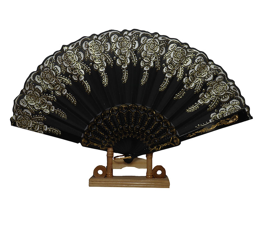 50 Abanicos Plástico Negro Diamantina Boda Dorado Fiestas