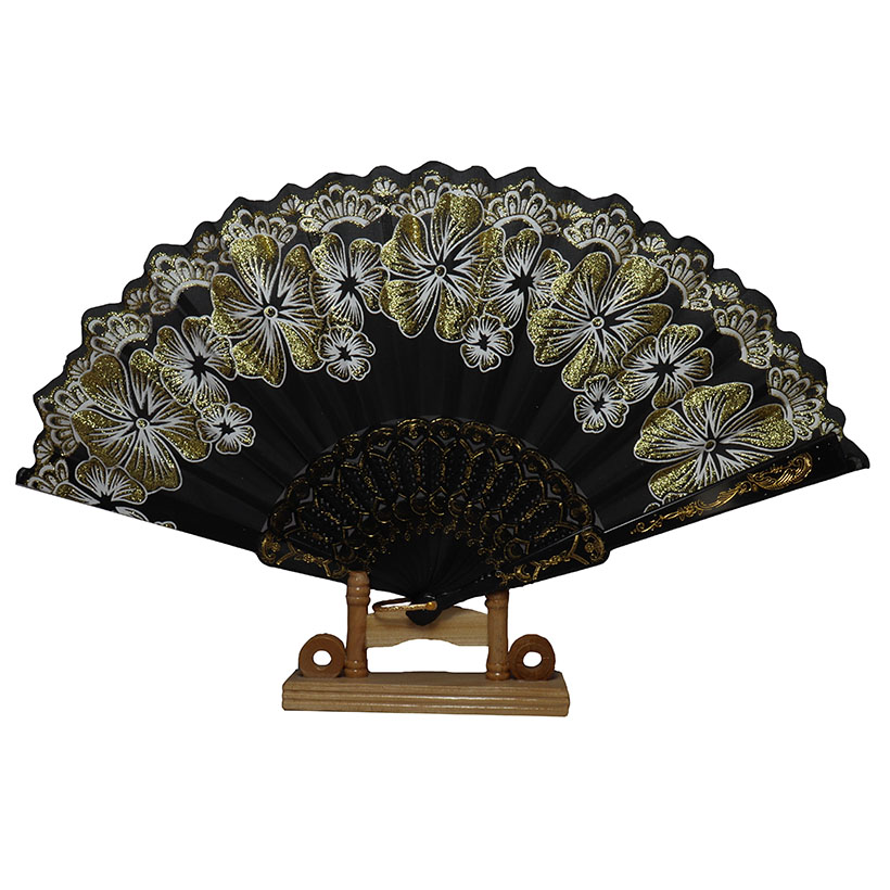 50 Abanicos Plástico Negro Diamantina Boda Dorado Fiestas