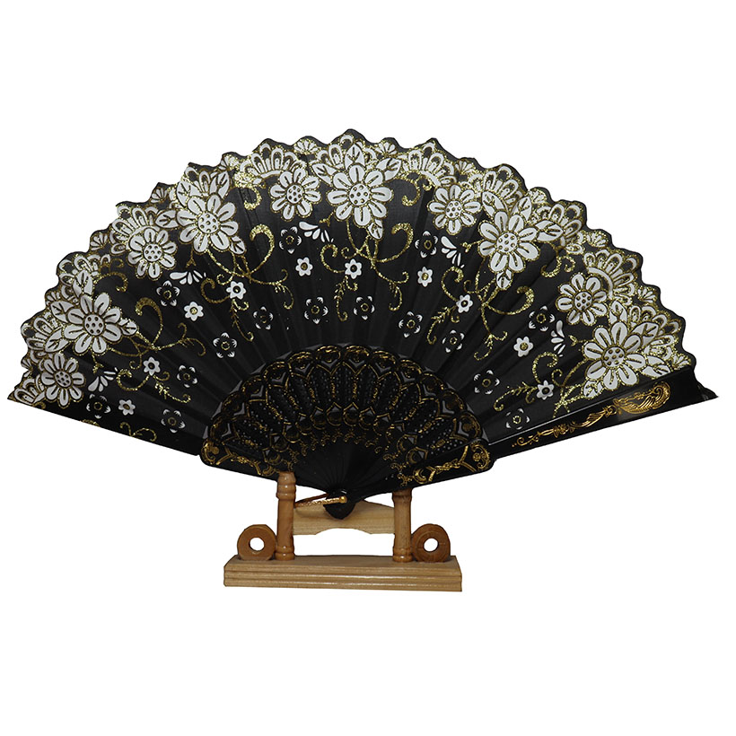 50 Abanicos Plástico Negro Diamantina Boda Dorado Fiestas