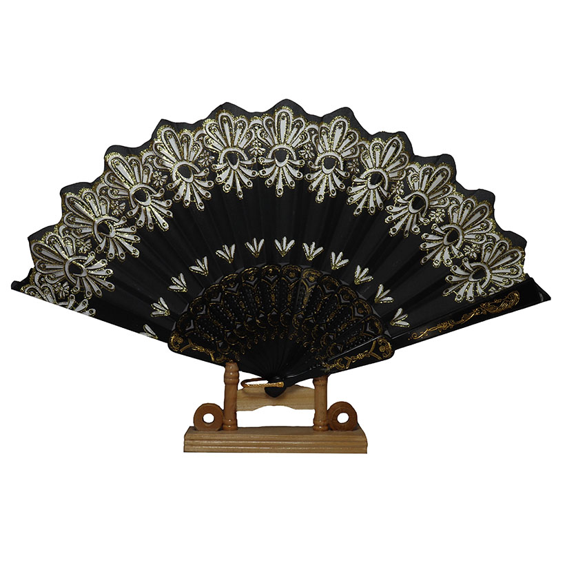 50 Abanicos Plástico Negro Diamantina Boda Dorado Fiestas