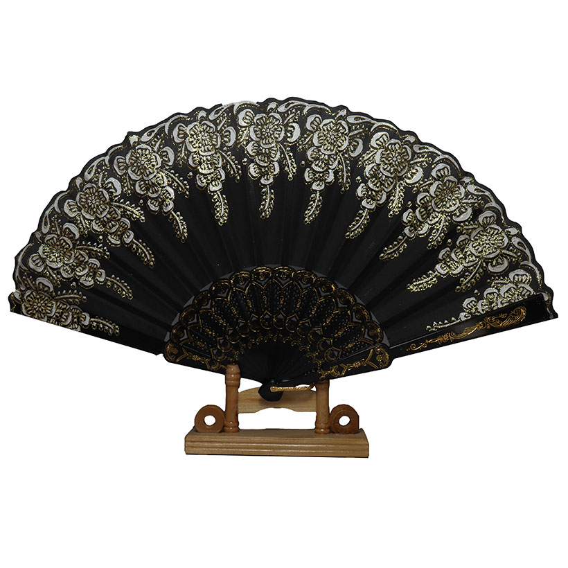 50 Abanicos Plástico Negro Diamantina Boda Dorado Fiestas