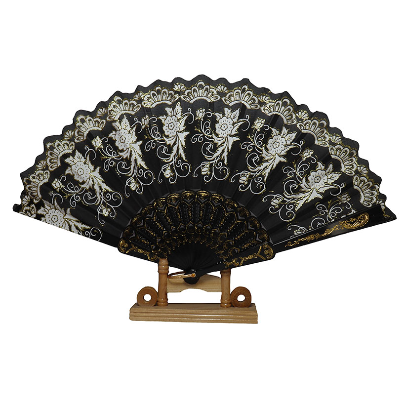 50 Abanicos Plástico Negro Diamantina Boda Dorado Fiestas