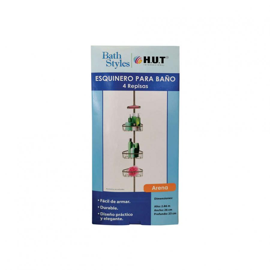 H.U.T. HBEQ-7144 Esquinero para baño con 3 canastillas grandes y una jabonera