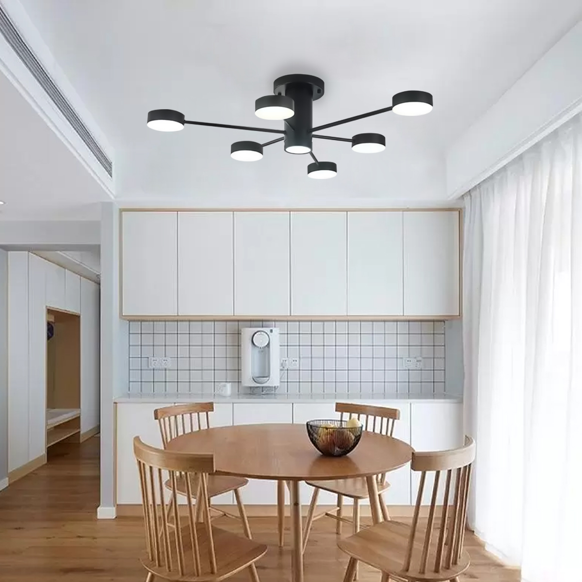 Lampara de techo estilo industrial hierro forjado lampara downlight 6+1 luces.