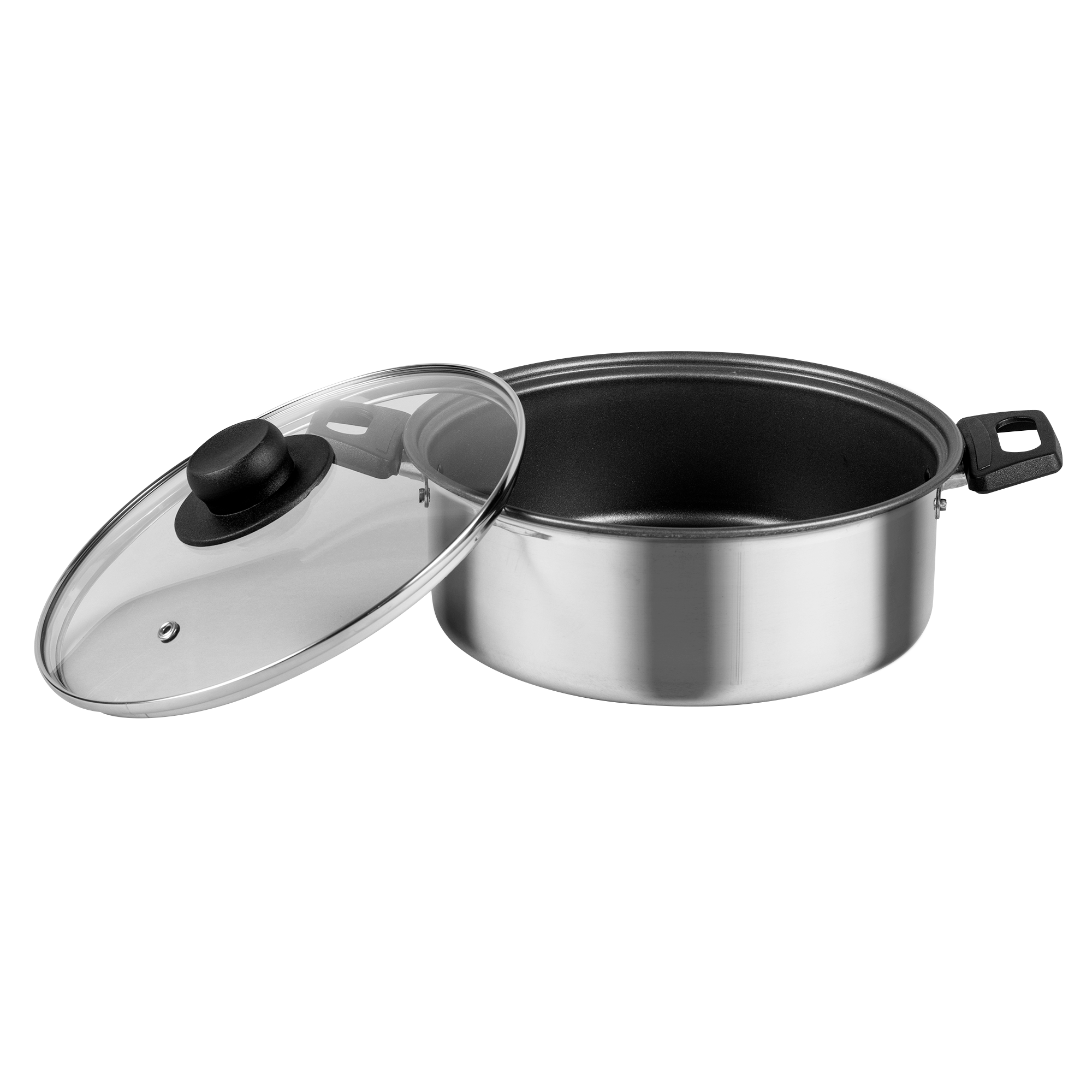 Cacerola de 22 cm Ekco de Aluminio con Tapa de Vidrio Color Gris con Duraflon de Alto Rendimiento