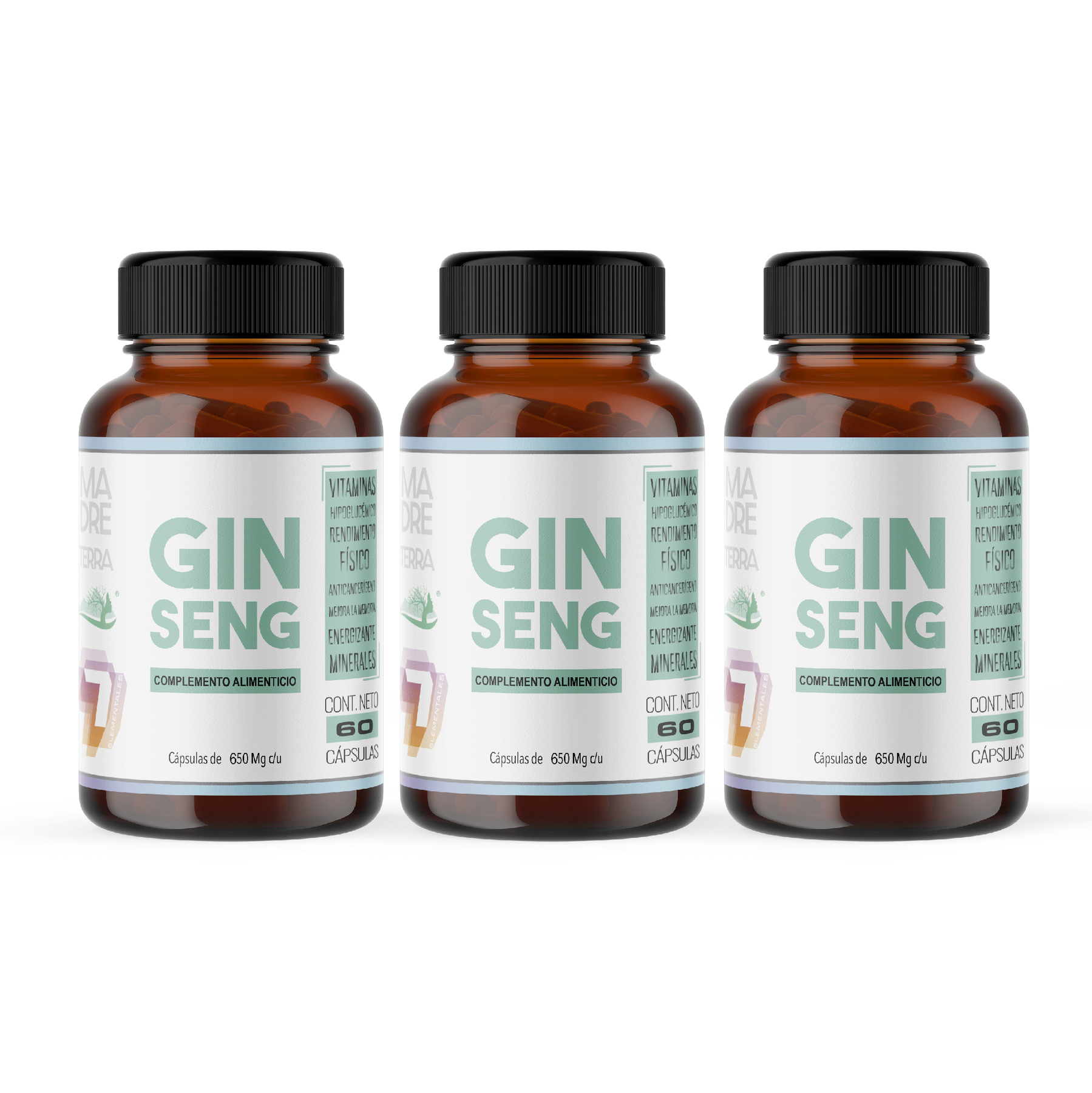 Ginseng Orgánico Natural 3 Pzas