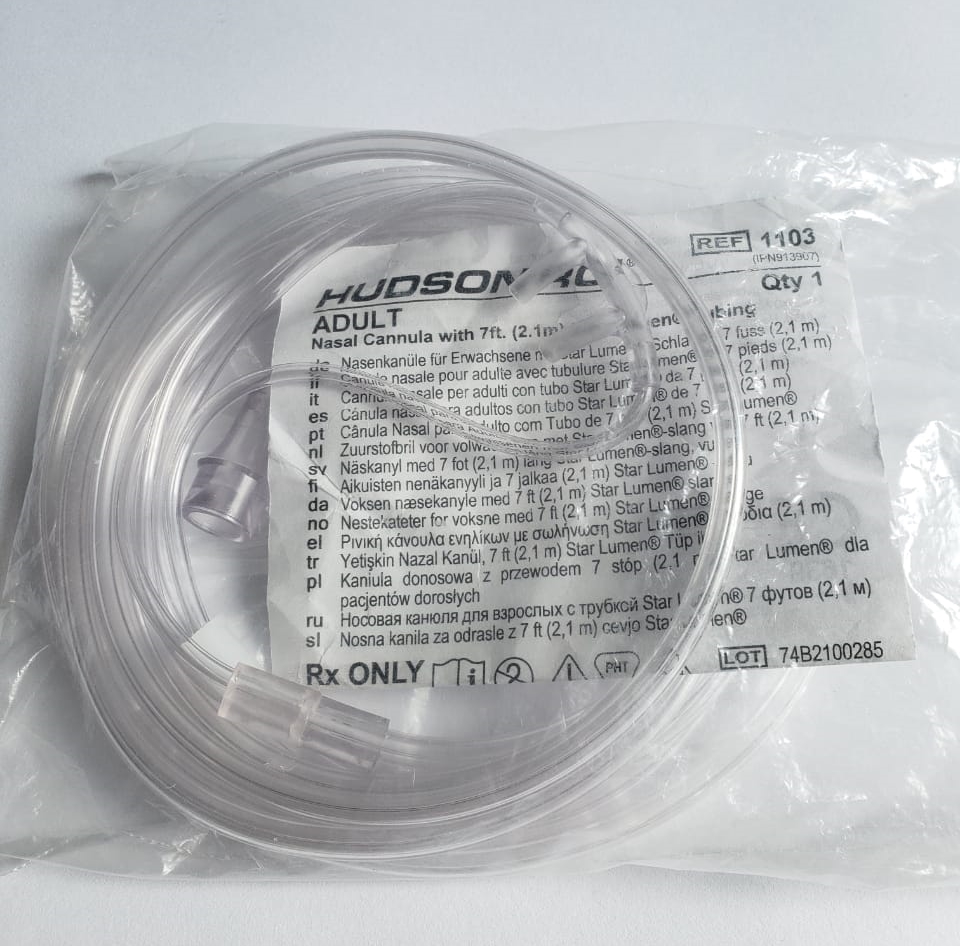 Cánula nasal adulto para oxígeno, recta tubo de 2.1m