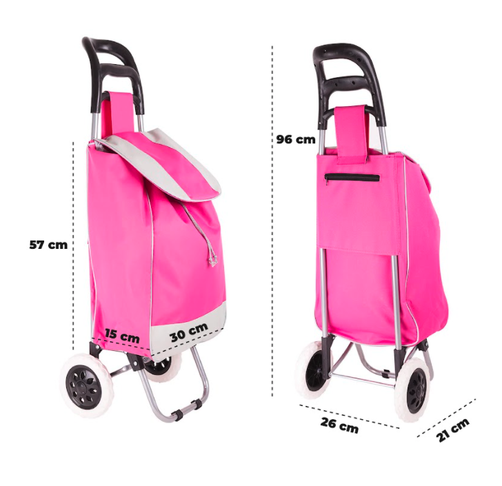 Carrito Sencillo Plegable Para Mandado, Resistente ROSA.