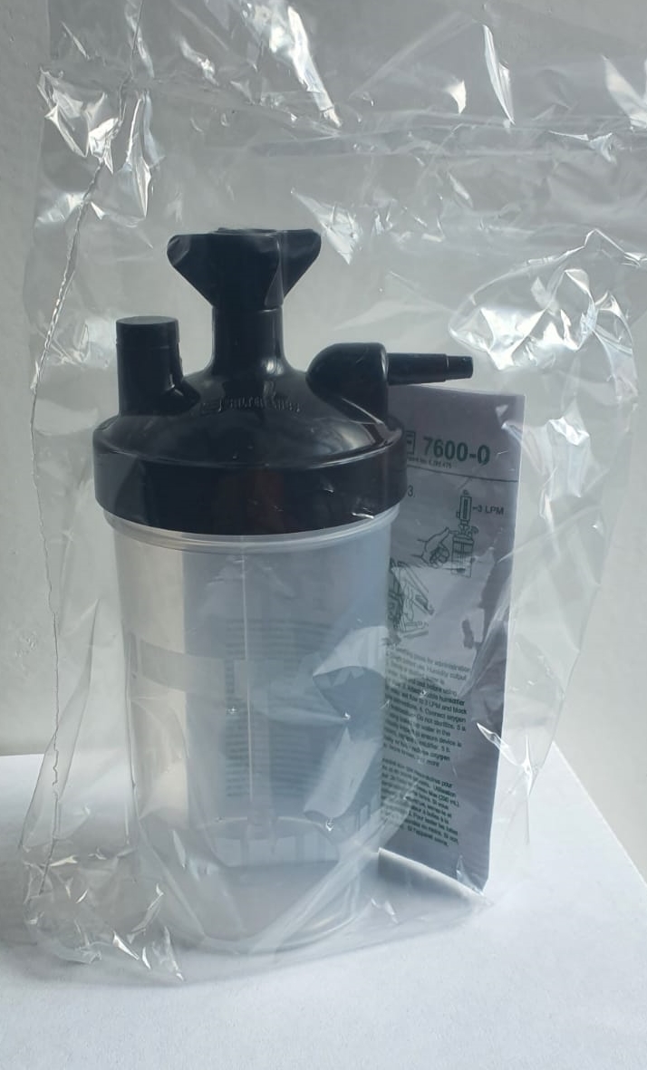 Vaso humidificador para tanque o concentrador de oxigeno (borboteador), 350 ml