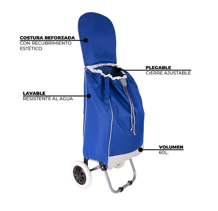 Carrito Sencillo Plegable Para Mandado, Resistente AZUL.
