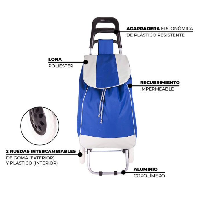 Carrito Sencillo Plegable Para Mandado, Resistente AZUL.