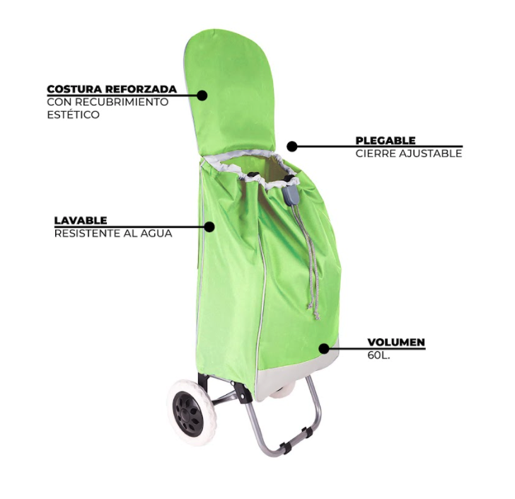 Carrito Sencillo Plegable Para Mandado, Resistente VERDE
