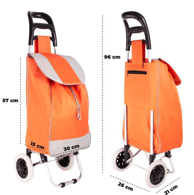 CARRITO DE COMPRAS FERIA BOLSA PLEGABLE CON RUEDAS NARANJA