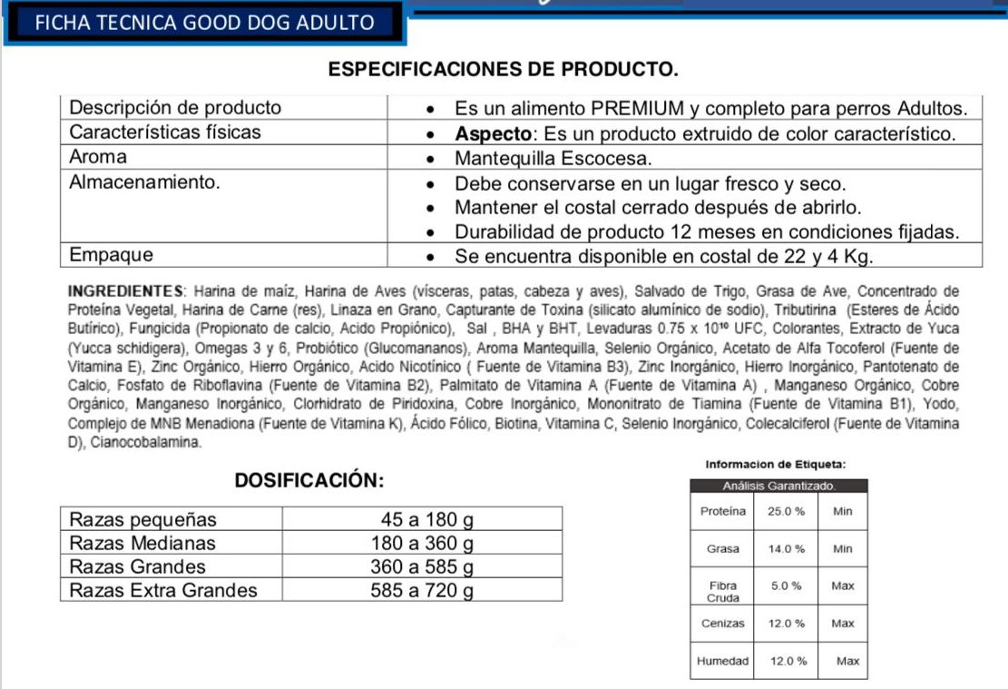 Croqueta Good Dog, Alimento Premium Perro Cachorro  4 kgs.