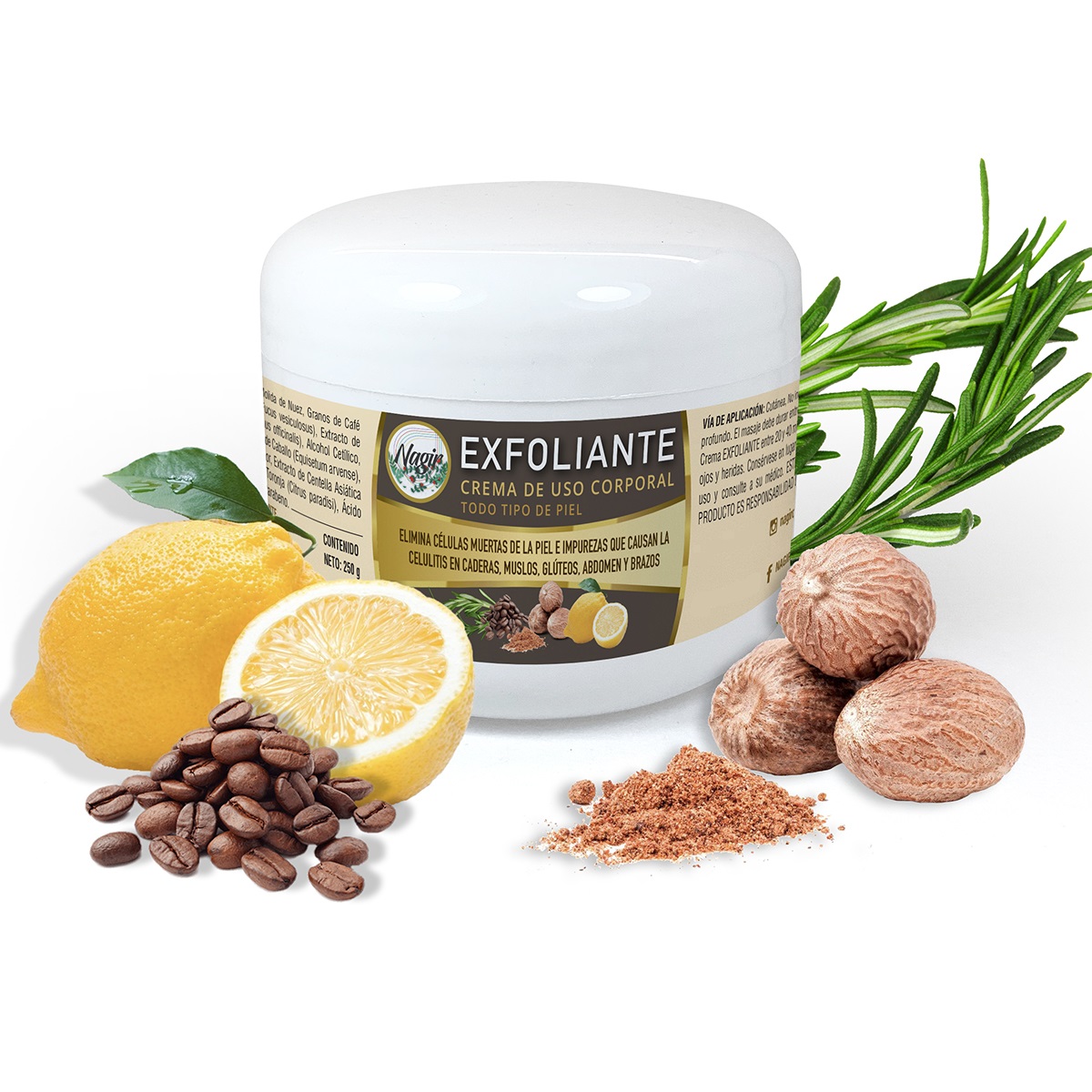 Crema Exfoliante NAGIR Cosmética Anti Celulitis de 250 g