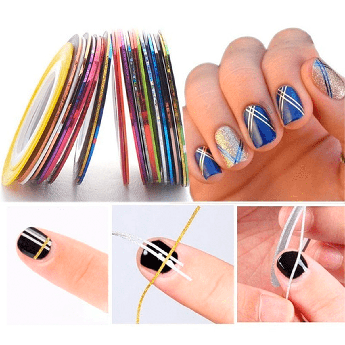 Cintillas Decorativas Para Uñas Manicura 10 Piezas De Cintillas Para Uñas Acrilicas, Gel, Postizas Y Naturales