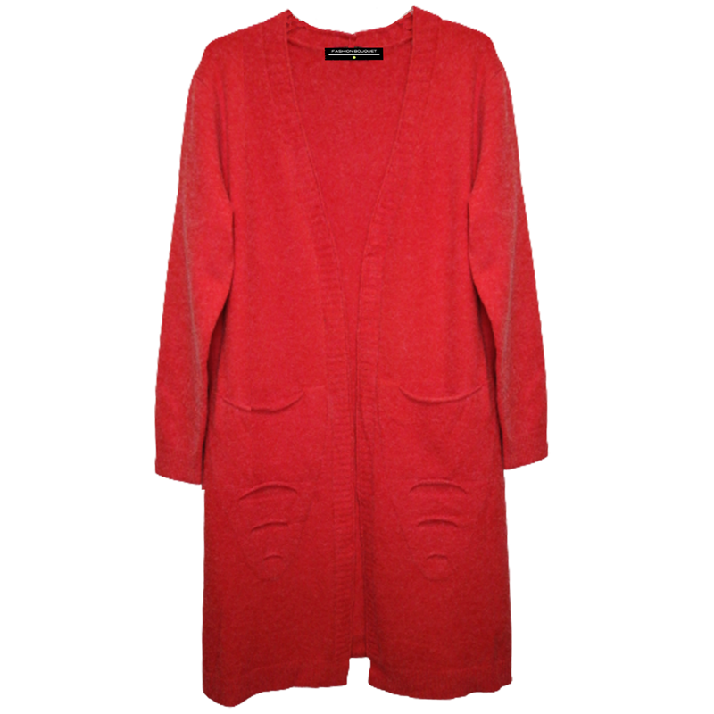 SUETER LARGO ABIERTO CON BOLSAS FASHION BOUQUET IMITACIÓN ANGORA