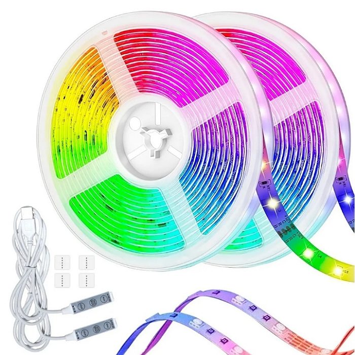 Tira led multicolor rgb de 5 metros con alimentación usb / tv