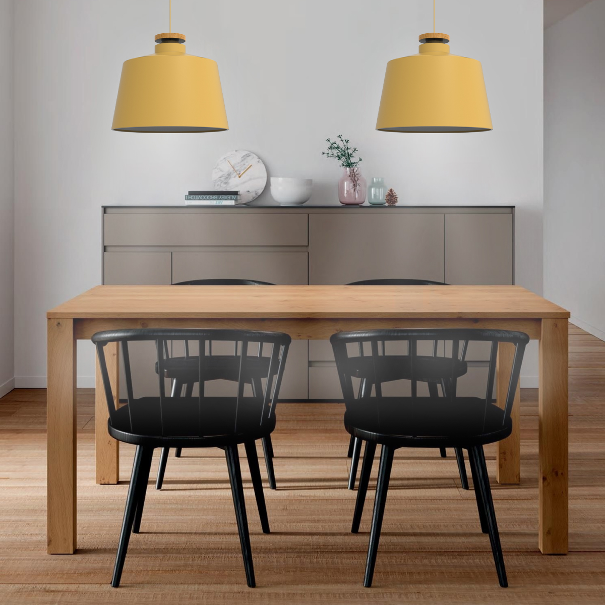 Lampara De Techo Colgante Macaron Retro Con Madera 29 Cm de Diámetro