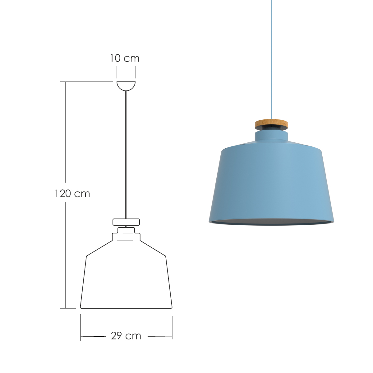 Lampara De Techo Colgante Macaron Retro Con Madera 29 Cm de Diámetro