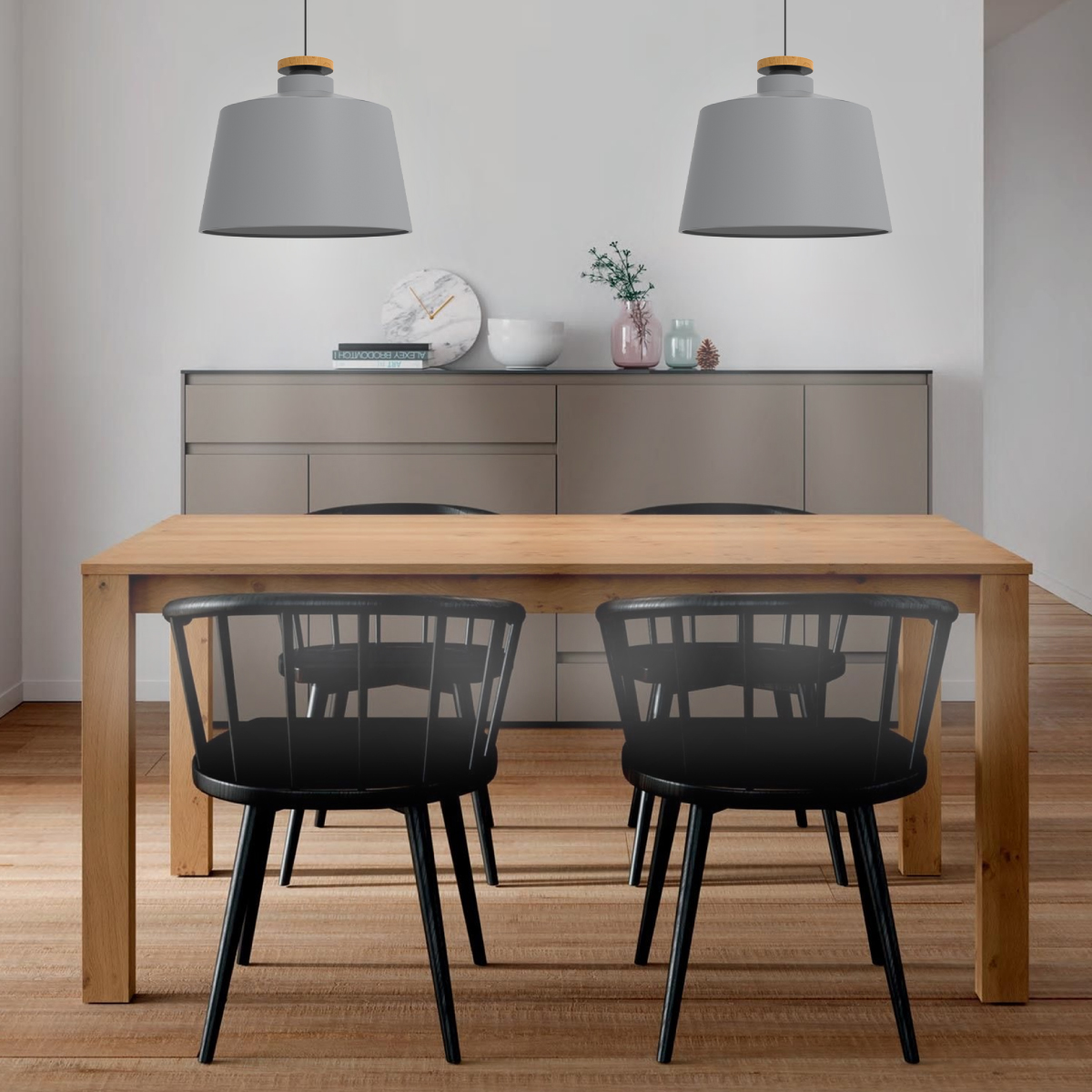 Lampara De Techo Colgante Macaron Retro Con Madera 29 Cm de Diámetro