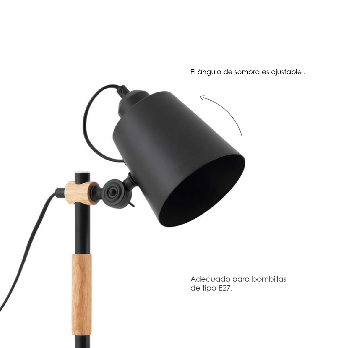 Lampara de escritorio luz de mesa ajustable moderna detalles de madera