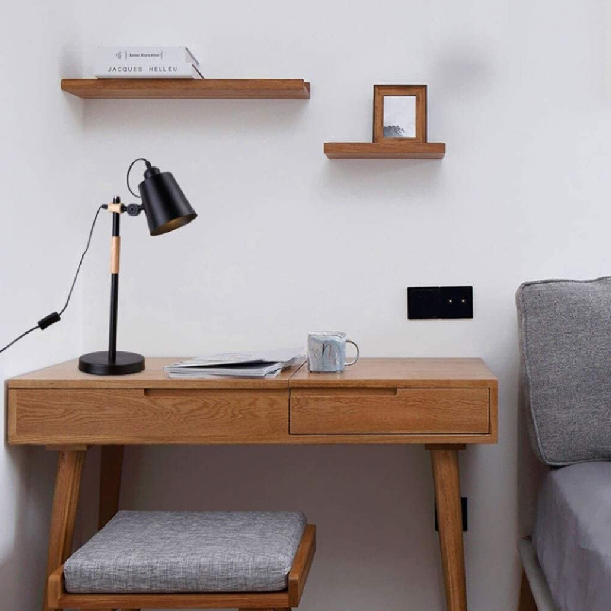 Lampara de escritorio luz de mesa ajustable moderna detalles de madera