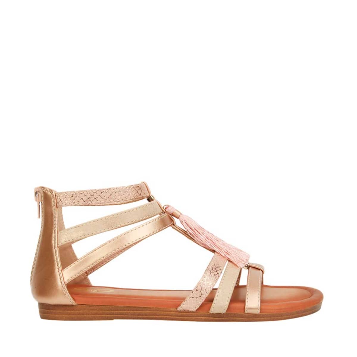 Sandalias para mujer marca PBPS, color rosegold, con corte romano, mod. 990062