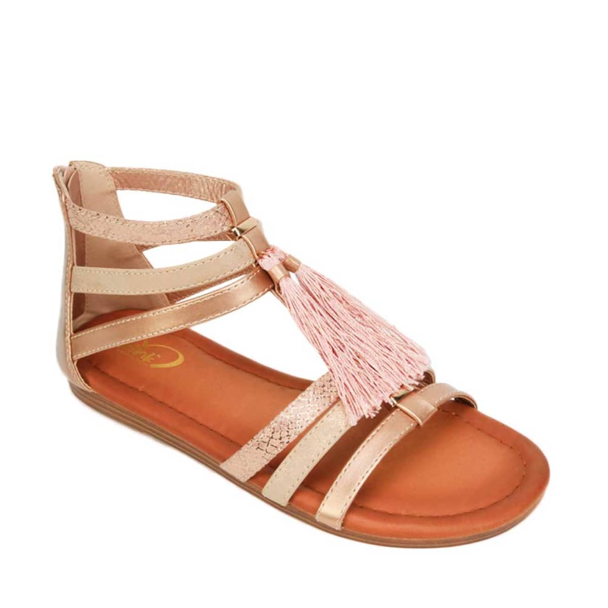 Sandalias para mujer marca PBPS, color rosegold, con corte romano, mod. 990062