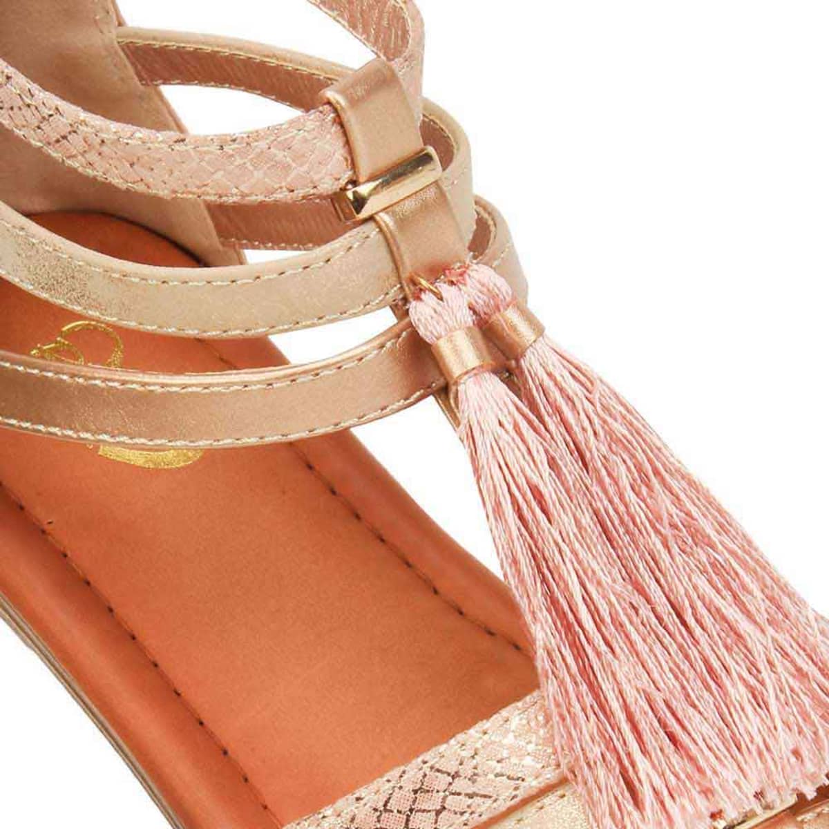 Sandalias para mujer marca PBPS, color rosegold, con corte romano, mod. 990062