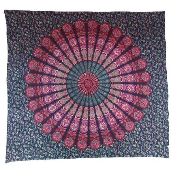 Manta decorativa 100% Algodón Mandala Morada