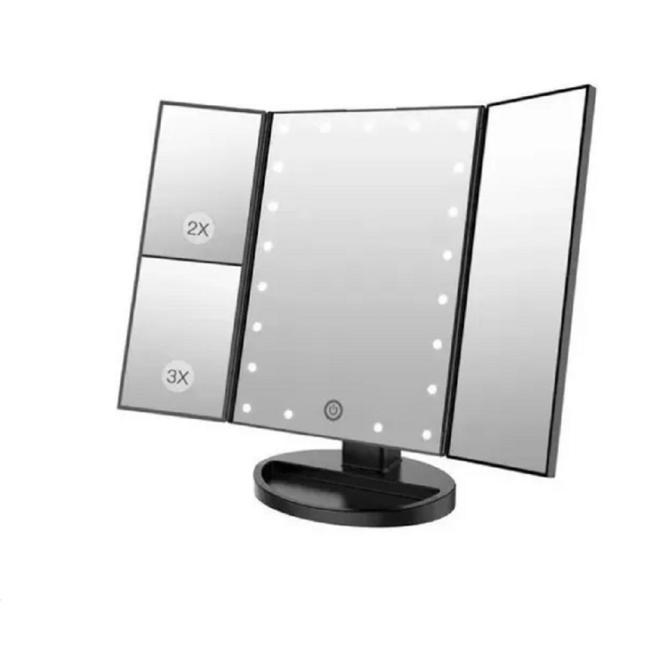 Espejo Maquillaje Tríptico Luz Aumento 10x/3x/2x