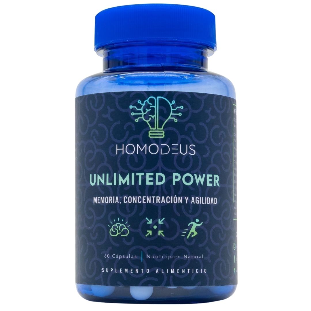 HomoDeus Suplemento Natural para Concentración, Memoria y Agilidad Mental; Nootrópico con Hongo de Melena de León Científicamente Formulado para Cuidado del Cerebro: Claridad Mental, Potenciador de Energía, Anti Estrés y Ansiedad. Suplemento Herbal para Buena Salud Mental.