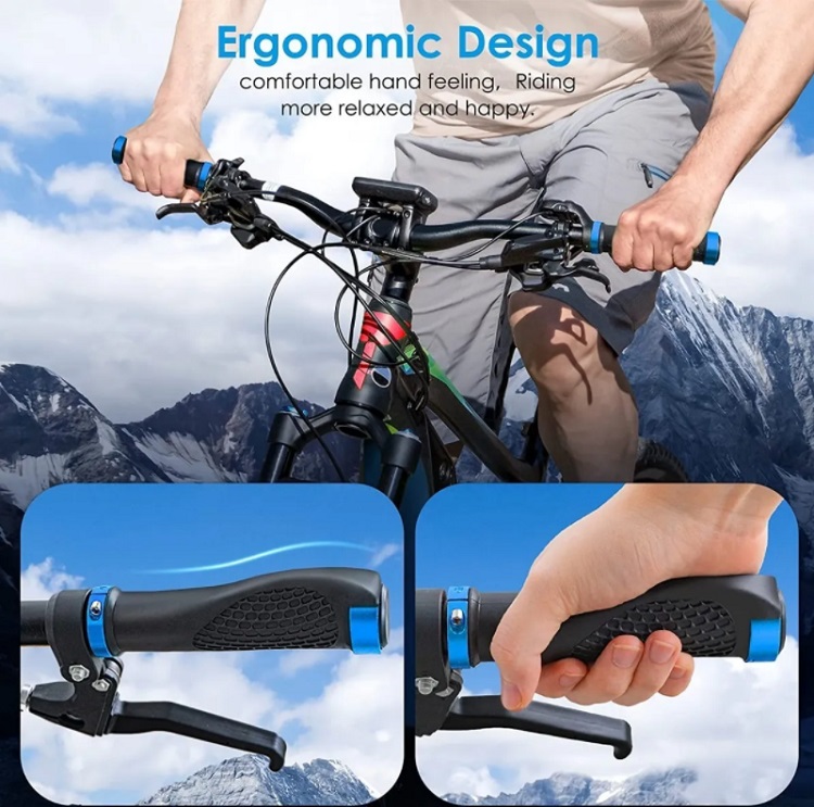 Puños Para Bicicleta, Agarre Ergonómico Antideslizante Azul