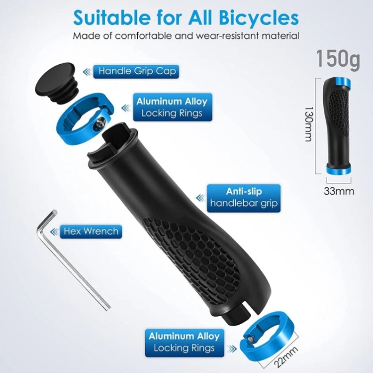 Puños Para Bicicleta, Agarre Ergonómico Antideslizante Azul