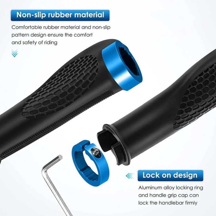 Puños Para Bicicleta, Agarre Ergonómico Antideslizante Azul