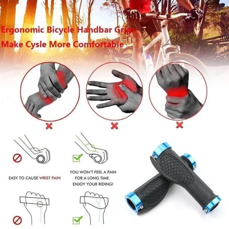 Puños Para Bicicleta, Agarre Ergonómico Antideslizante Azul