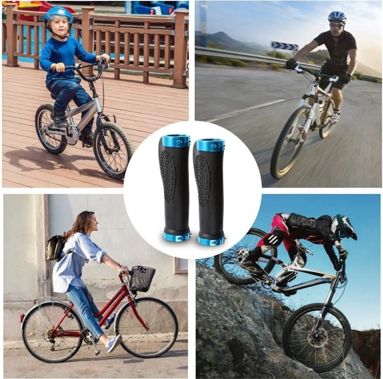 Puños Para Bicicleta, Agarre Ergonómico Antideslizante Azul