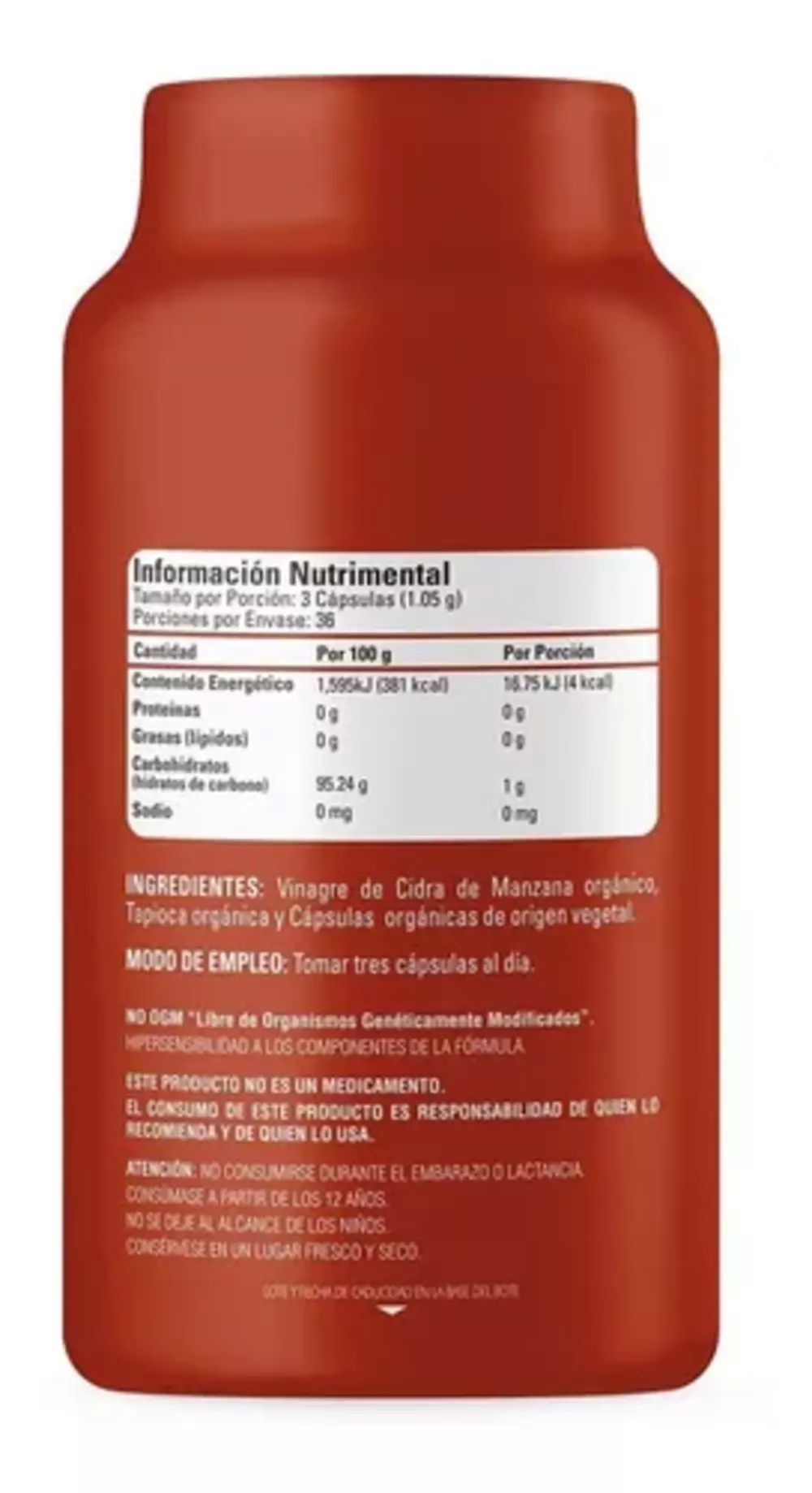 Vinagre De Manzana 110 Cápsulas Organic Side Vegetal Cidra
