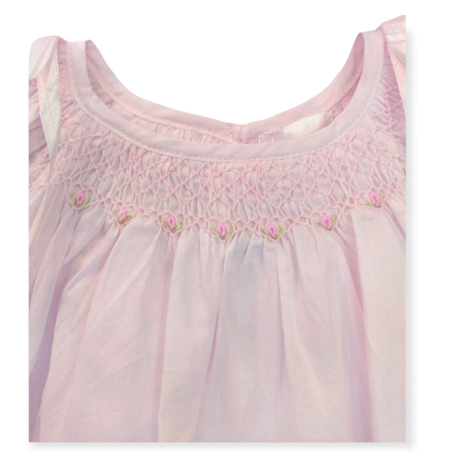 VESTIDO ROSA CON MOÑO Y FLORES